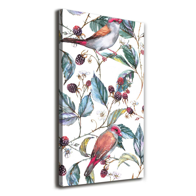 Birds And Blackberries - Wrapped Canvas Print