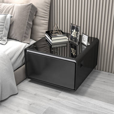 The SOBRO side table is a smart end table & night stand. It has various  features like cooler drawer, wireless charging, Bluetooth speakers, motion  sensor lighting, power ports, accent lighting etc. It's