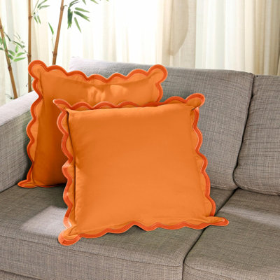 Set of 2 (20 x 20) Scalloped Pillow Cover | Decorative Pillows or Cute Outdoor Pillows