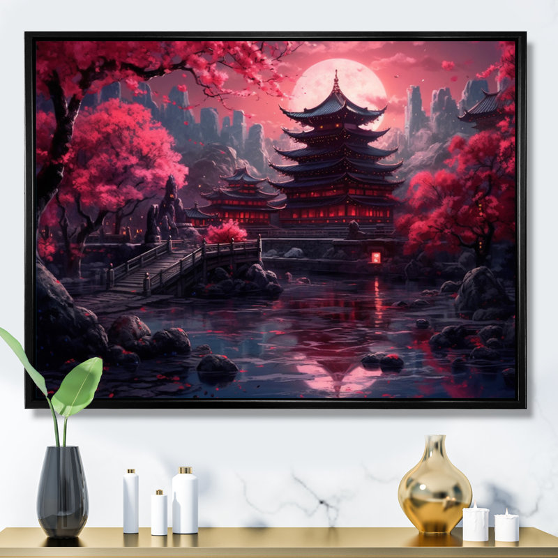 Terre du soleil levant sur toile, H 30 po x l 40 po x P 1,5 po, Cadre flottant noir