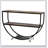Rustic Industrial Design Demilune Shape Textured Metal Distressed Wood Console Table