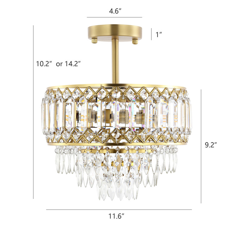Lustre encastré en cristal 3 lumières Everby, Doré