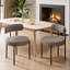 Dining Chairs Modern Teddy Fabric Upholstered Chairs with Curved Backrest and Black Metal Legs-710607603-712499586