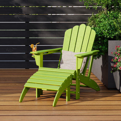 Outdoor Poly Adirondack Chair With Ottoman