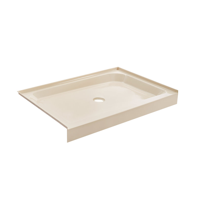 Voltaire 48 po x 32 po à simple seuil, bonde centrale et base de douche Voltaire, Biscuit