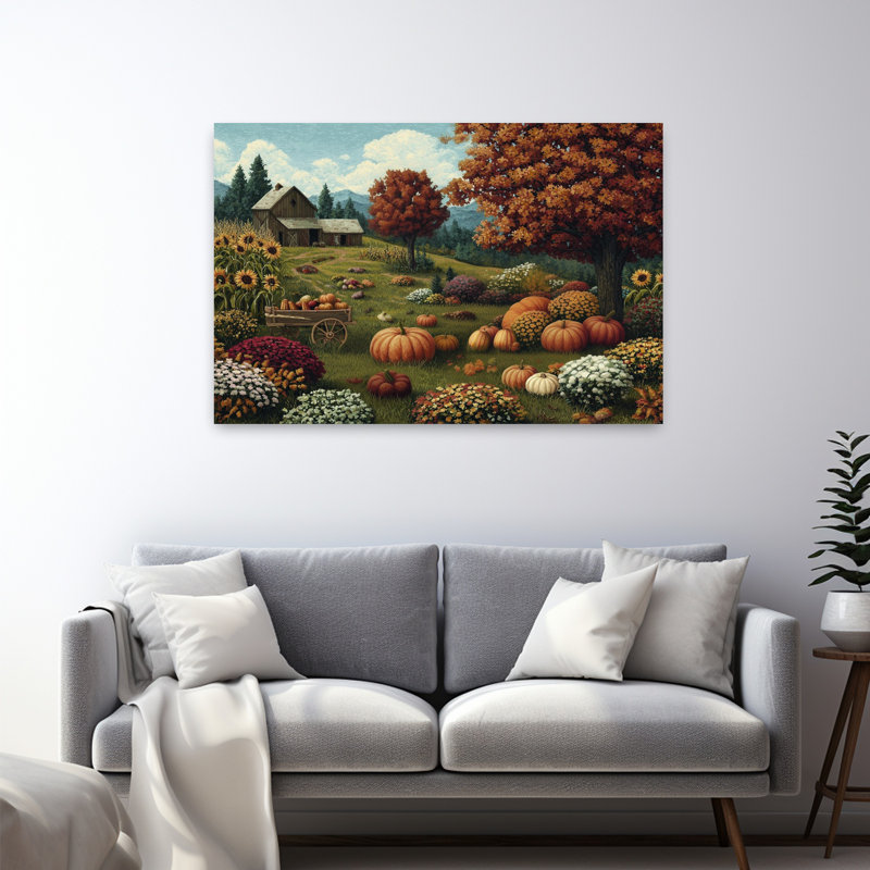 Art contemporain contemporain, paysage d'automne abstrait rustique, H 32 po x l 48 po