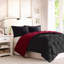Ensemble de couette réversible matelassée 3 pièces en polyester, matelassage en losanges 3M Scotchgard, alternative au duvet, rouge et noir, format King/Cal King-136126036