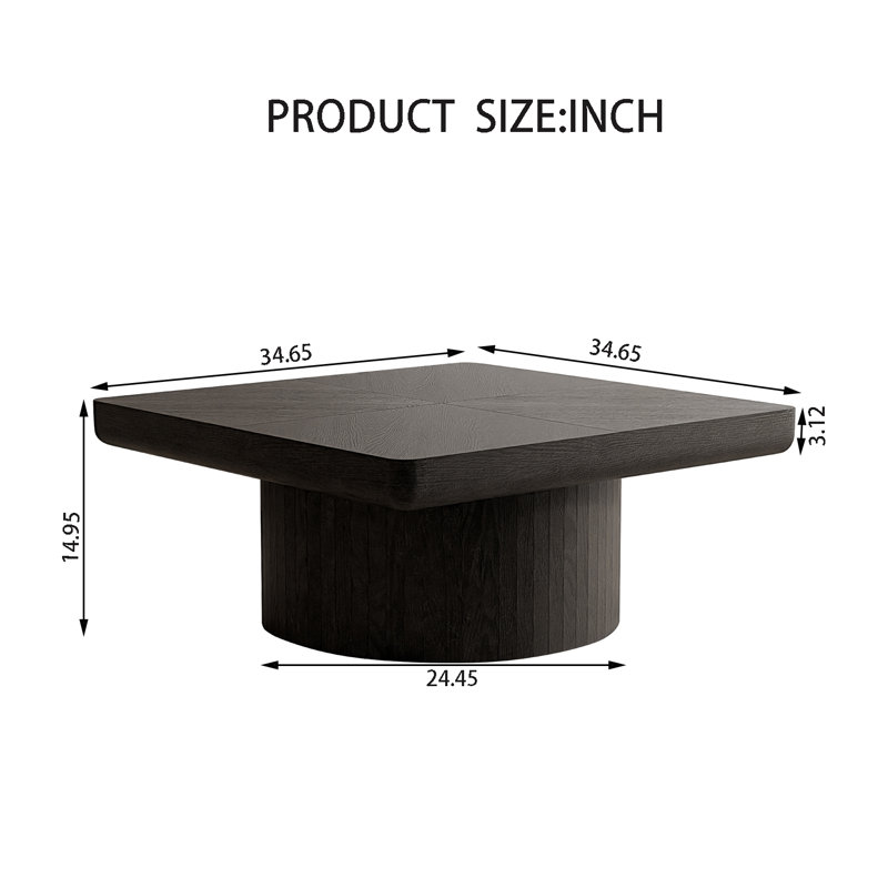 Table basse carrée 34,65 po, Noir