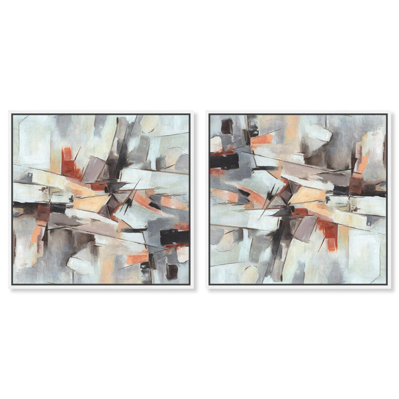 Out of Time Set Canvas Modern Boho by Art Remedy, White Floater Framed, 13" H x 13" W