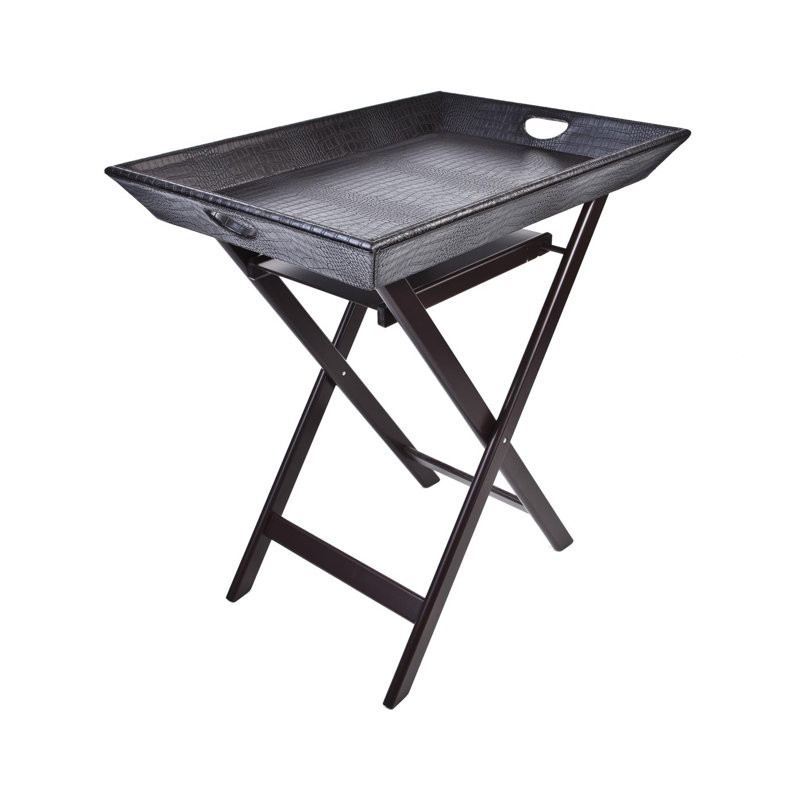 Milpitas Tray Top Cross Legs End Table, Black