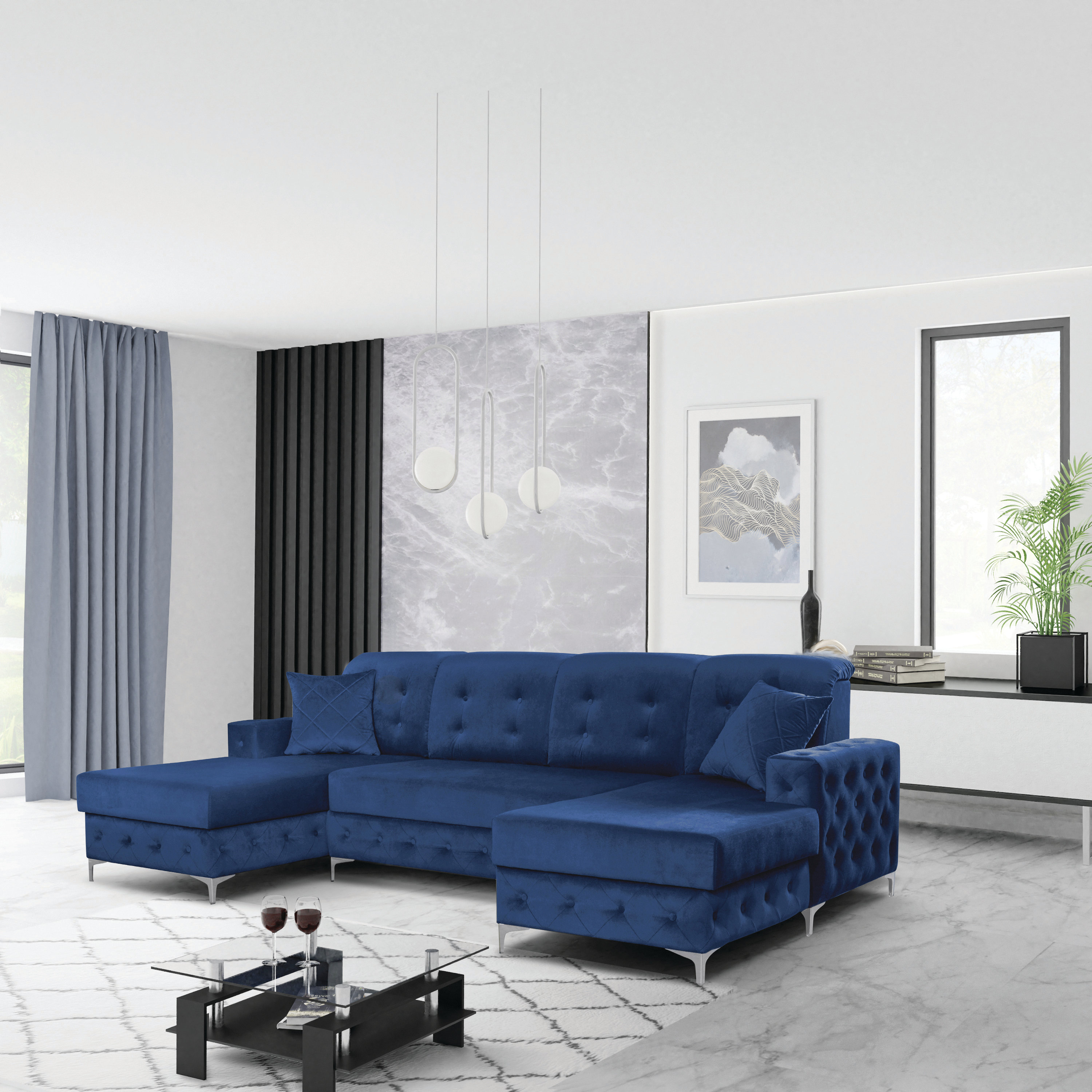 Everly Quinn Bowdon Velvet Sectional & Reviews | Wayfair