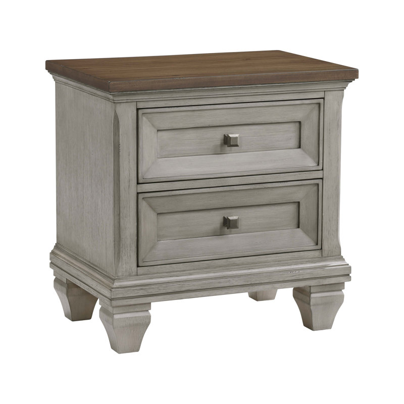 Mobilier de chambre à coucher deux tiroirs à deux tiroirs gris et brun antique