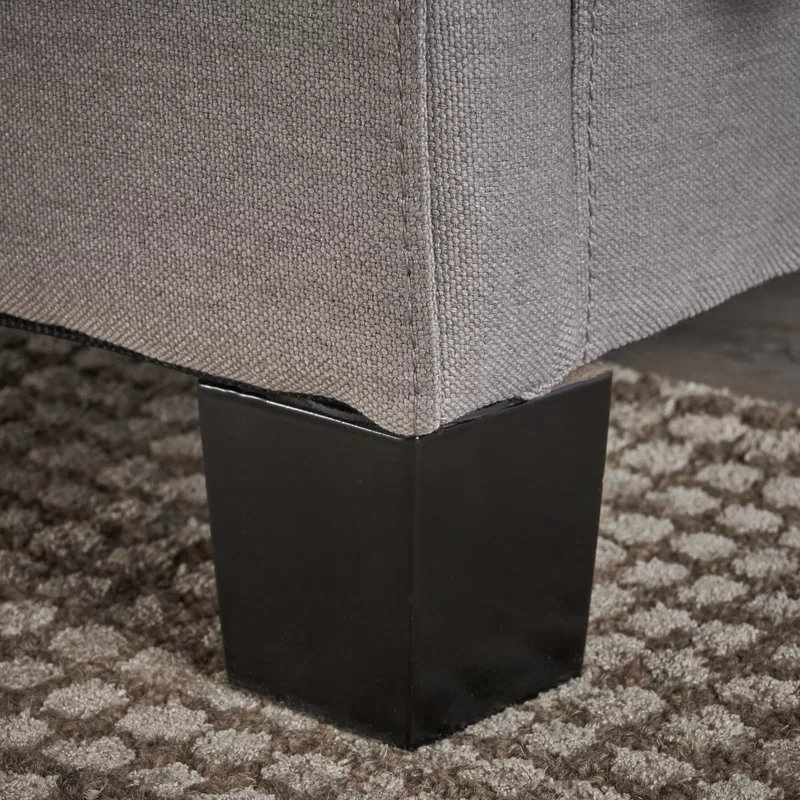 Lit plateforme tapissier à oreilles avec tête de lit, gris, Très grand