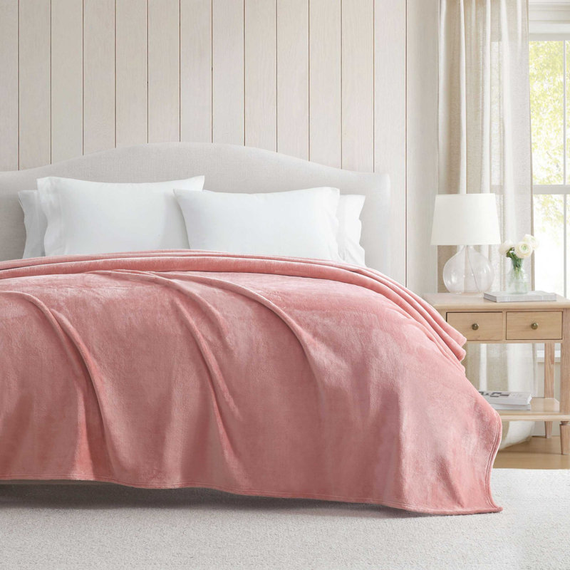 Couverture réversible unie Martha Stewart Bedford, Très grand lit, Rose