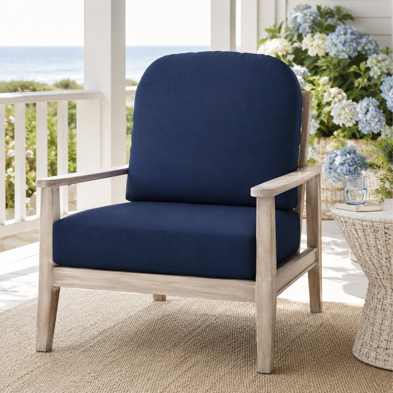 Amala Sunbrella® Outdoor Lounge Chair Seat/Back Cushion, Canvas Navy Sunbrella® Canvas