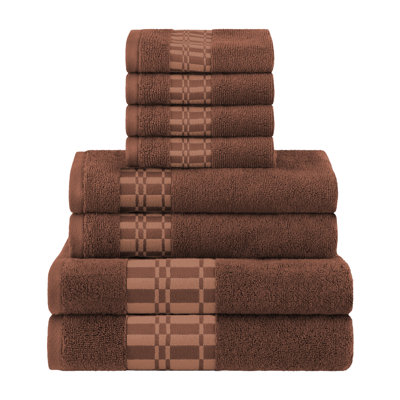 8-Piece Geometric Border Cotton Towel Set