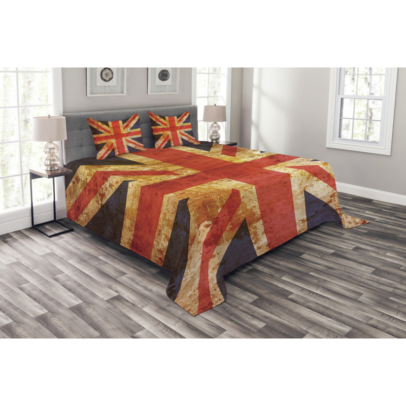 Orange/Black 100% Microfibre Bedspread, 220 x 264 cm