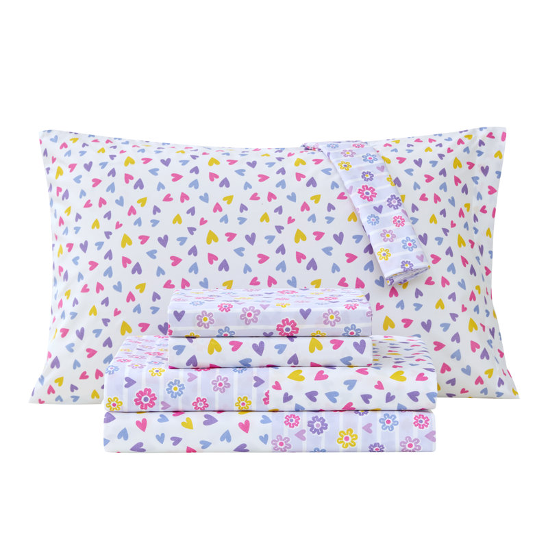 Ensemble de draps Flower Power, Ensemble de draps pour lit double + 4 pièces supp