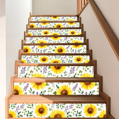 Papier de contact à peler et coller avec papier aquarelle fleurs, motifs de tournesol, tournesols d'été, papier auto-adhésif et amovible