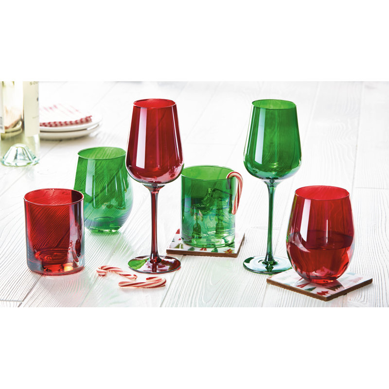  Very Merry Stemless Wine Glass, Red