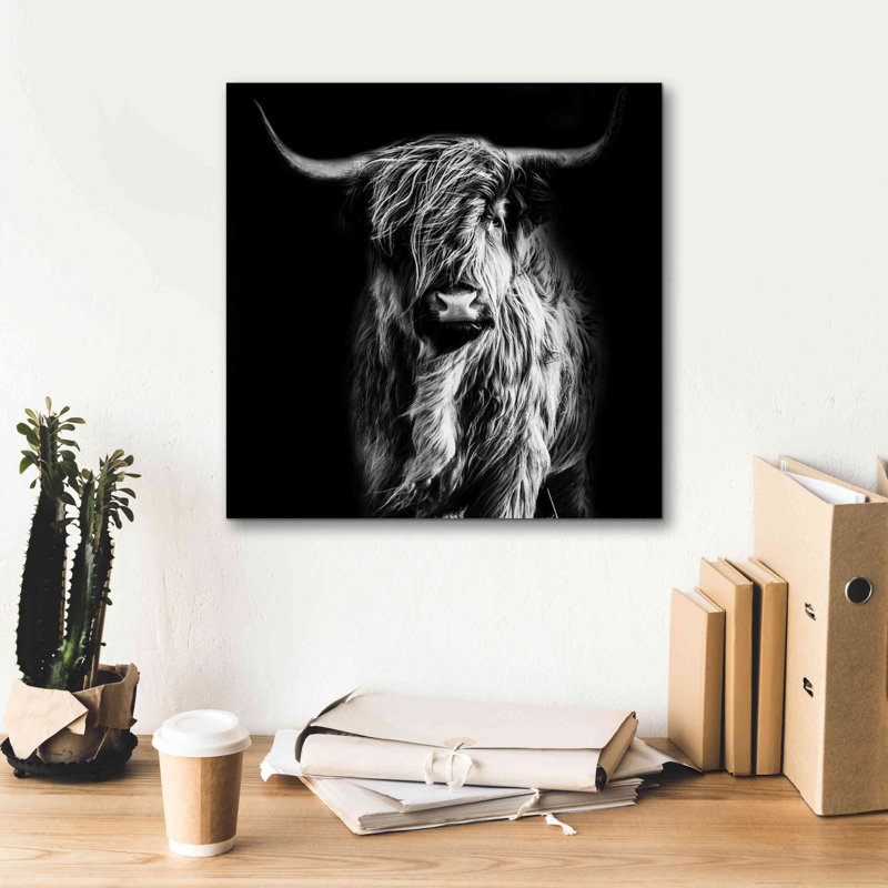 Union Rustic «Hippy Highland Cow» par Epic Portfolio, estampe numérique sur toile, H 18 po x l 18 po x P 0,75 po