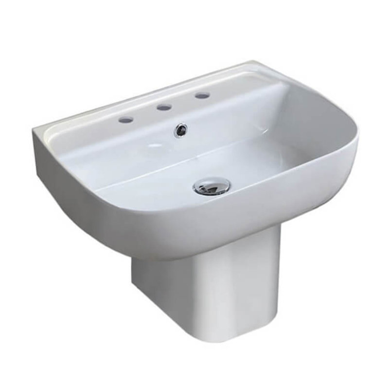 CeraStyle by Nameeks 16.6 " 11 " Tall Ceramic Rectangular Bathroom Sink and Overflow Hole, Widespread Faucet