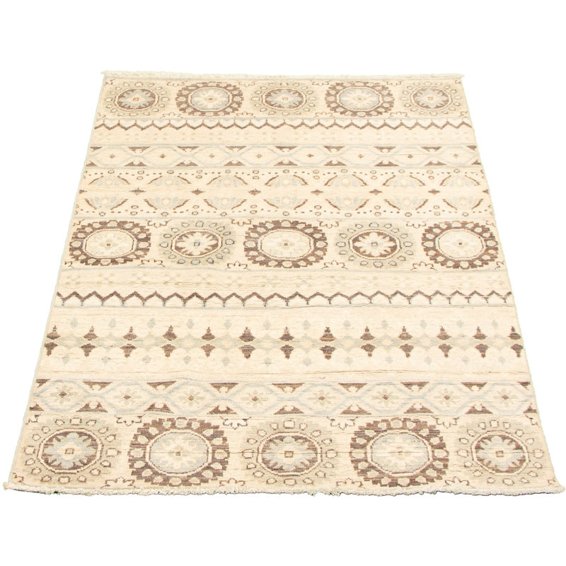 Tapis unique en laine noué à la main style nouvel âge de 18 pi et 4 pi x 5 pi 10 po pako ivoire