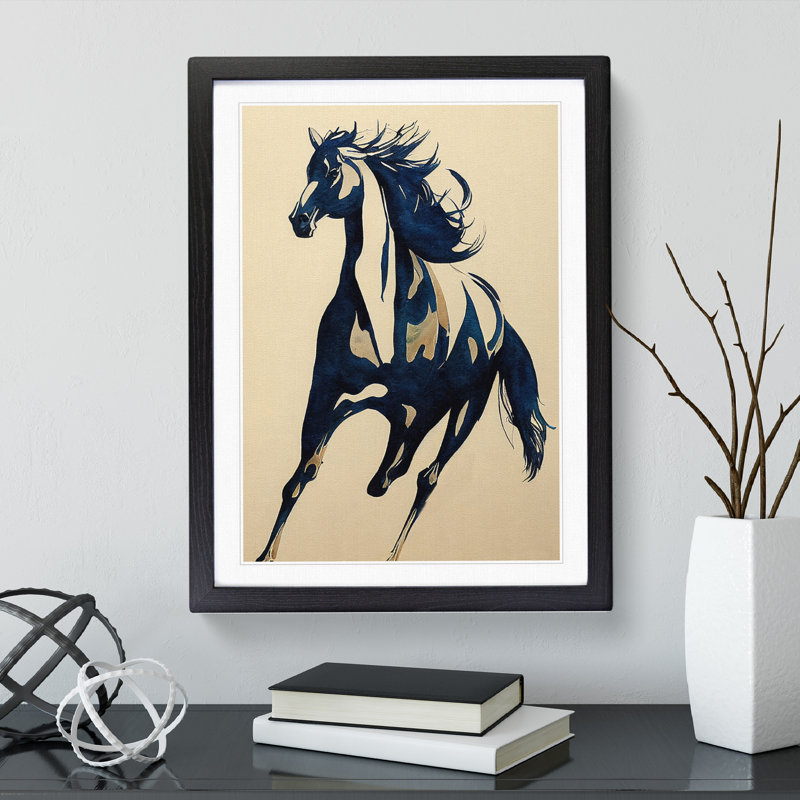 Running Horse - Framed Print, Black Framed, 46cm H x 34cm W x 2cm D