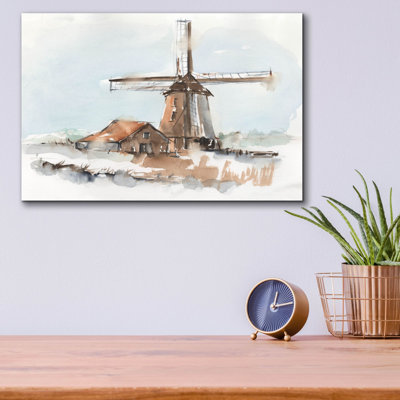 «Windmill Watercolor 1» par Ethan Harper, art mural en verre acrylique