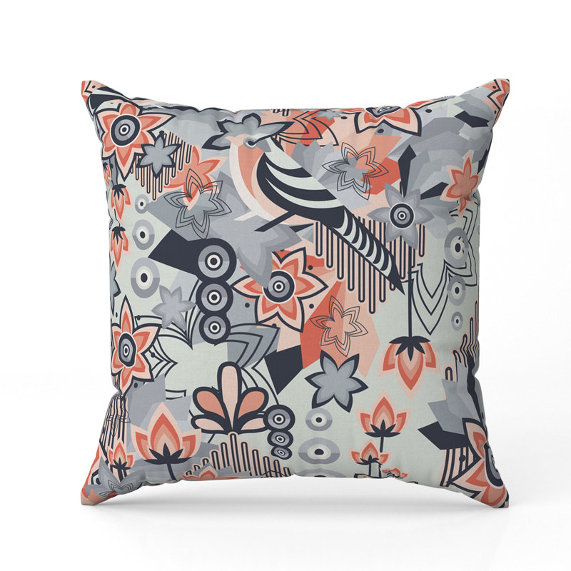 Growth Grid  Square Throw Pillow, 16"H x 16"W, Gray/Pink