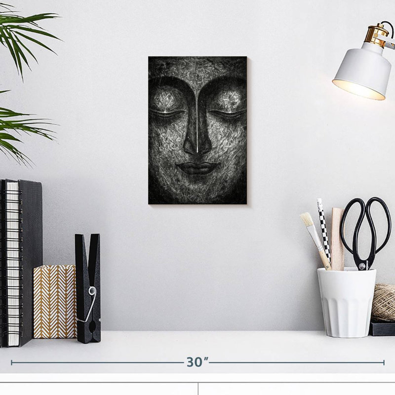 Adella Buddha Face BW, 12" H x 8" W