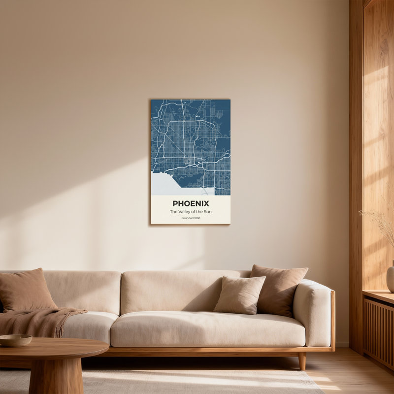 «Scenic & Cityscapes Phoenix City Map», reproduction d'art, H 30 po x l 20 po
