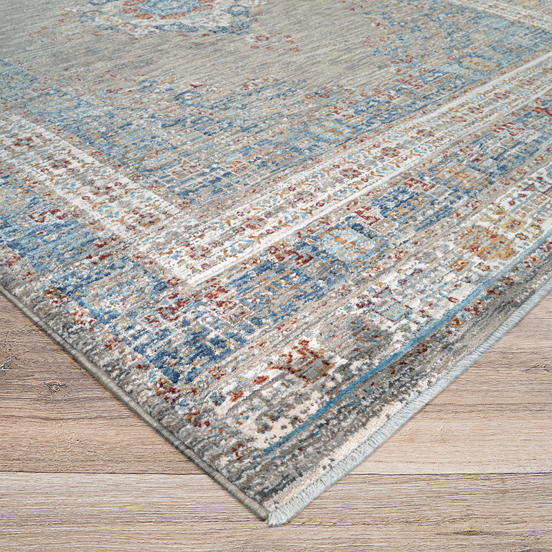 Tapis bleu frangé Mizic, Rectangle 5 pi 3 po x 7 pi 6 po