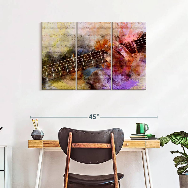 Guitare solo, reproduction sur toile, H 24 po x l 38 po x 1,25 po