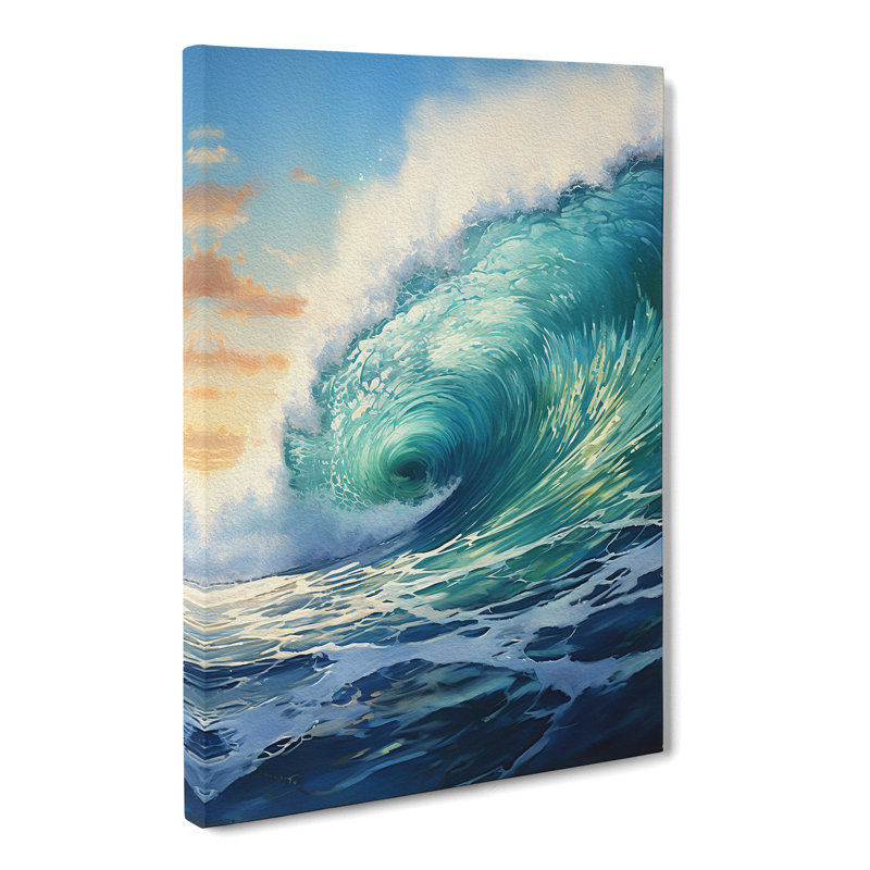 Wave Modern Contemporary Art - Wrapped Canvas, 50cm H x 35cm W x 3cm D