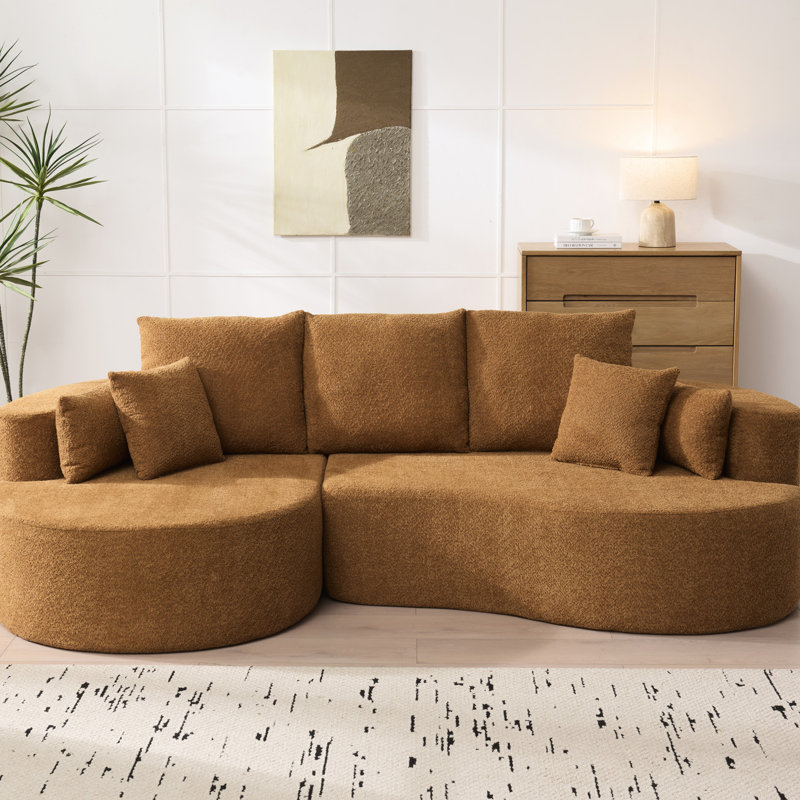 4 - Siège de 106 po Boucle modulaire incurvée en nuage avec méridienne, Nomad, mousse haute élasticité, 7 coussins, aucun assemblage requis, 2 pièces Nomad, sièges, confortable entièrement compressé