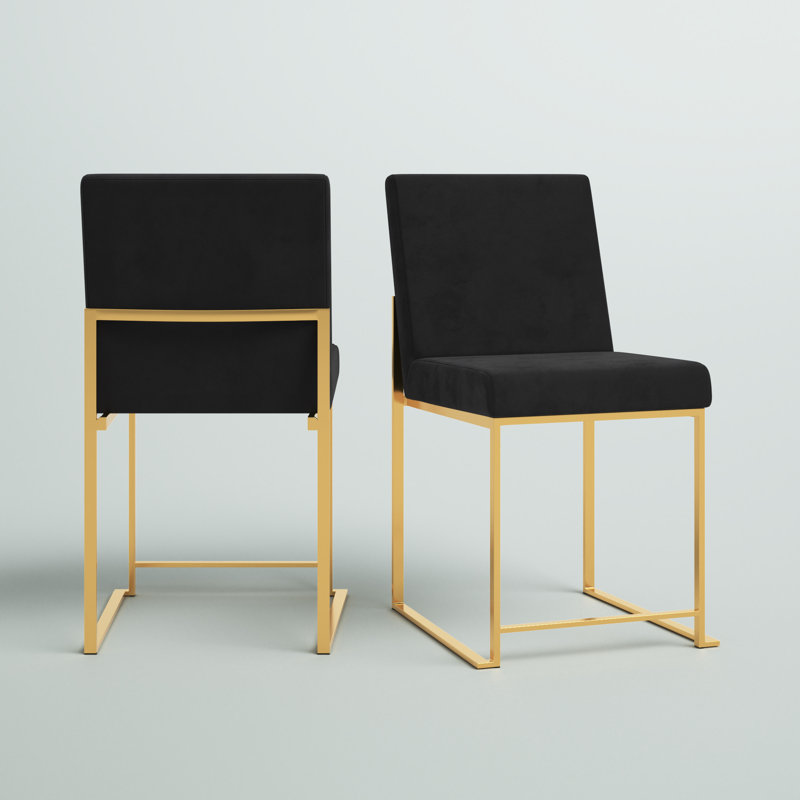 Chaise d'appoint Ernestine, Velours noir, Doré
