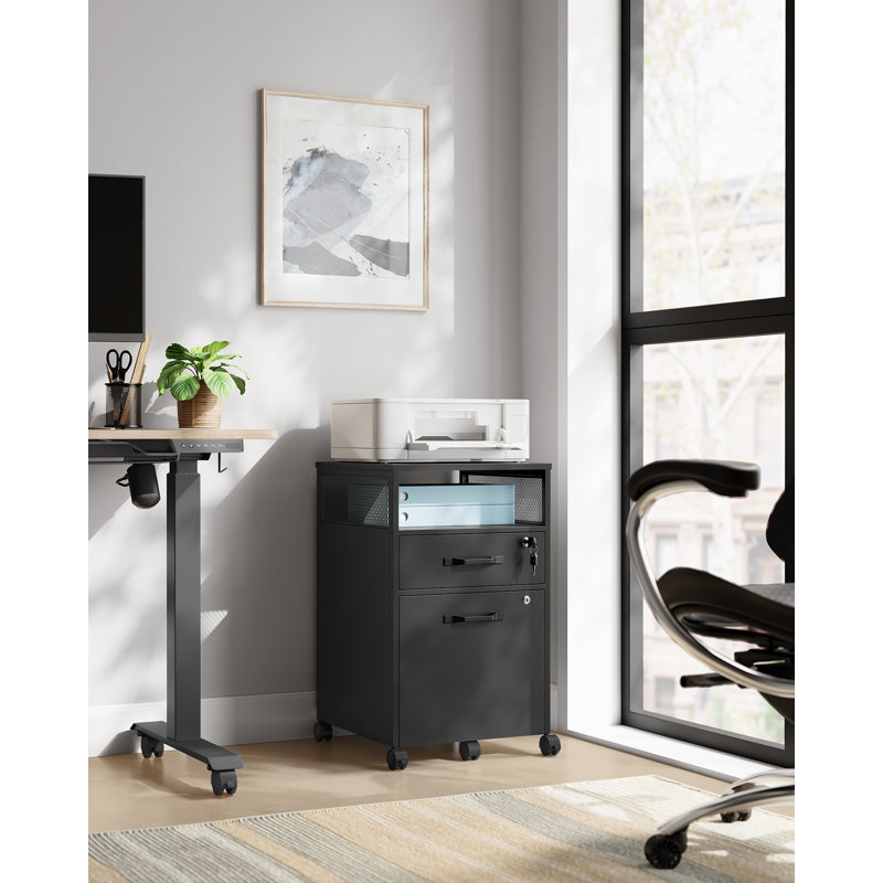 Annya 2 Drawer Filing Cabinet, Ink Black