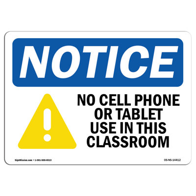 No Cell Phone Or Tablet Use Aluminum Sign 18 x 24