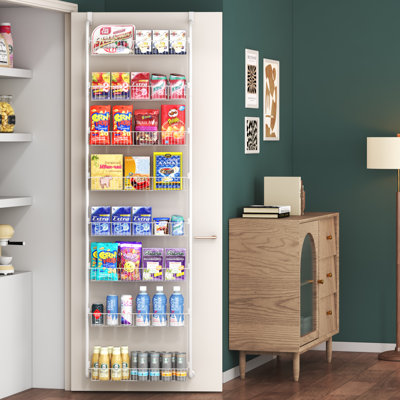 Organisateur de garde-manger au-dessus de la porte, rangement et rangement pour garde-manger à 8 niveaux, support à épices en métal pour porte de garde-manger, cuisine, buanderie, organisation de salle de bain