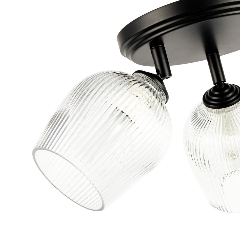 Glass Semi Flush Mount, Matte Black