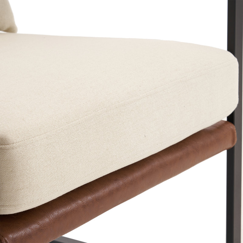 Fauteuil l 24,8 po Riner, Mélange de lin blanc