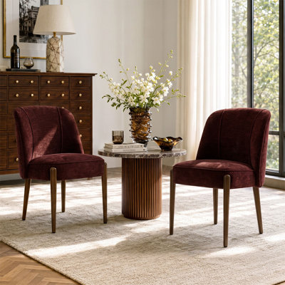 Fauteuils d'appoint avec assise large de 52 cm (20,5 po), revêtement en chenille et pieds en bois massif