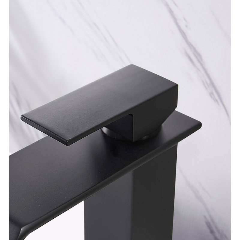 Robinet pour salle de bain à poignée simple, Noir mat