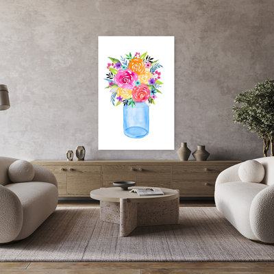 Aquarelle, bouquet coloré, rustique, printemps, été, art mural