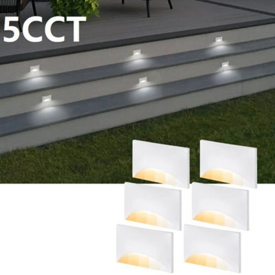 5CCT Dimmable LED Deck Light, 120V Integrated Modern Aluminum LED Stair Light for Indoor/Outdoor, ETL Listed, White