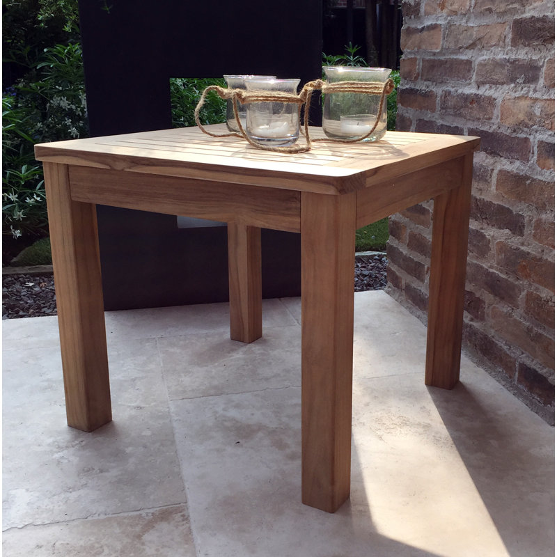 Square Teak Solid Wood Outdoor Side Table - 50 cm W 50 cm D