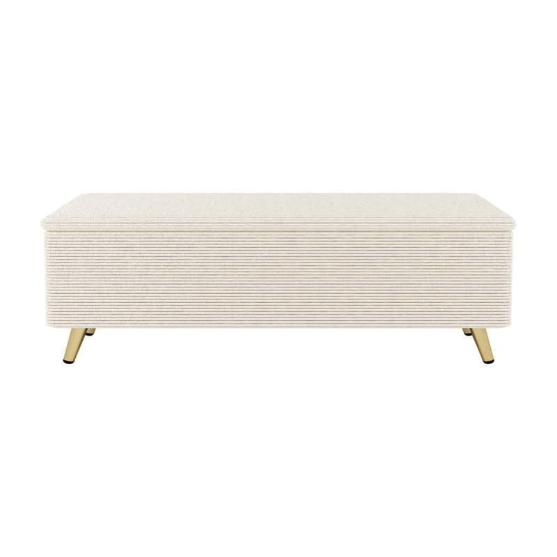 Banc de rangement rembourré Genina, Blanc