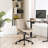 Armless Swivel Office Chair Faux Leather Upholstered Waterproof Desk Chair Ergonomic Adjustable Computer Chair-1106344805