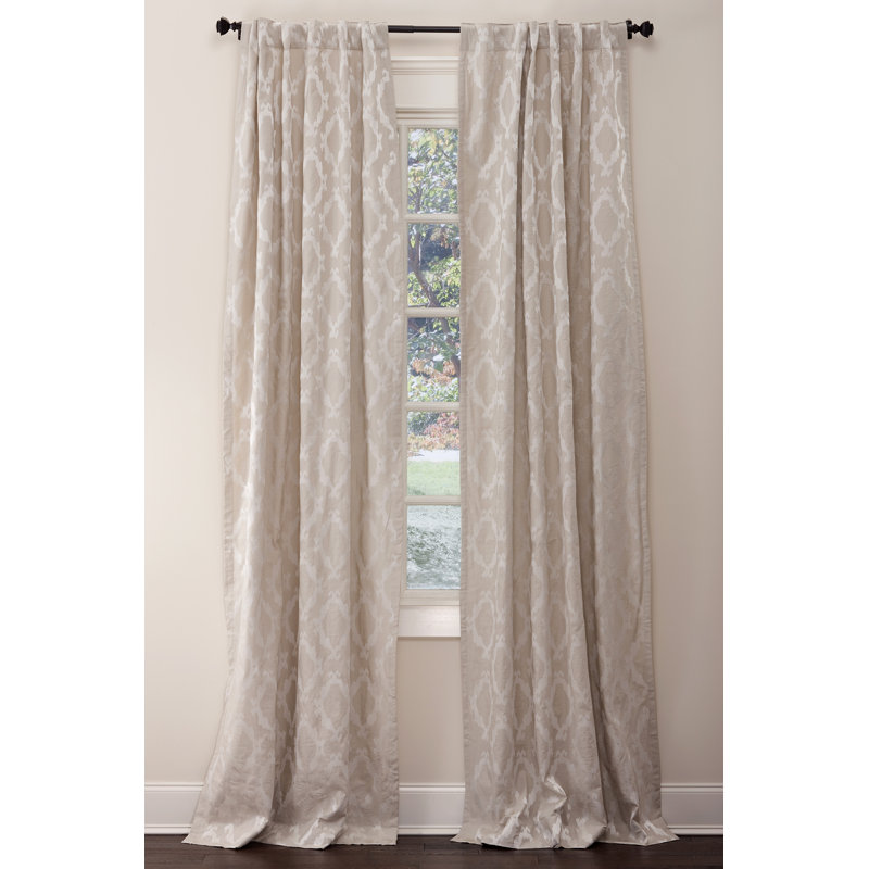 Pompei Room Darkening Curtain, Ivory/Gray, 50"W x 96"L